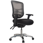 BURO METRO TASK CHAIR MEDIUM MESH BACK SEAT SLIDE 3LEVER POLISHED ALUMINIUM BASE ARMS BLACK