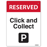 DURUS WALL SIGN CLICK AND COLLECT PARKING RECTANGLE 225 X 300MM BLACKRED