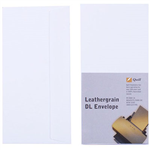 QUILL DL LEATHERGRAIN ENVELOPES PLAINFACE STRIP SEAL 100GSM 110 X 220MM WHITE PACK 25