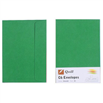 QUILL C6 COLOURED ENVELOPES PLAINFACE STRIP SEAL 80GSM 114 X 162MM EMERALD PACK 25
