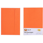 QUILL C6 COLOURED ENVELOPES PLAINFACE STRIP SEAL 80GSM 114 X 162MM ORANGE PACK 25
