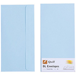 QUILL DL COLOURED ENVELOPES PLAINFACE STRIP SEAL 80GSM 110 X 220MM POWDER BLUE PACK 25