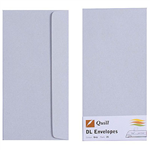 QUILL DL COLOURED ENVELOPES PLAINFACE STRIP SEAL 80GSM 110 X 220MM GREY PACK 25