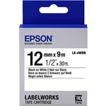 EPSON LABELWORKS LK TAPE 12MM X 9M BLACK ON WHITE