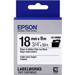 EPSON LABELWORKS LK TAPE 18MM X 9M BLACK ON WHITE
