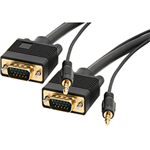 COMSOL VGA AND AUDIO CABLE 15 PIN MALE TO MALE AND 35MM AUDIO PLUG 10M BLACK
