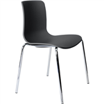 DAL ACTI CHAIR 4LEG CHROME FRAME CHARCOAL POLYPROP SHELL 400MM