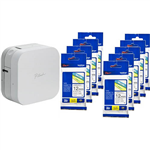 BROTHER PTP300BT PTOUCH CUBE BLUETOOTH LABEL PRINTER BUNDLE PACK