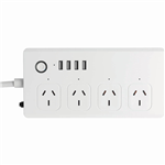 BRILLIANT SMART WIFI 4 PORT POWERBOARD WITH USB CHARGERS WHITE
