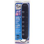 JACKSON POWERBOARD SURGE PROTECTED 6 OUTLET SWITCHED 4 USB OUTLETS 1M BLACK