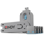 LINDY 40452 USB PORT BLOCKER WITH KEY PACK 4 BLUE