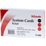ESSELTE RULED SYSTEM CARDS 127 X 203MM WHITE PACK 100