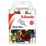 ESSELTE PUSH PINS ASSORTED PACK 50