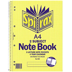 SPIRAX 605 2 SUBJECT NOTEBOOK 7MM RULED SPIRAL BOUND 250 PAGE A4