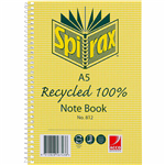 SPIRAX 812 NOTEBOOK 7MM RULED 100 RECYCLED CARDBOARD COVER SPIRAL BOUND A5 120 PAGE