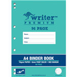 WRITER PREMIUM BINDER BOOK FEINT RULED 8MM 70GSM 96 PAGE A4 TRUMPET