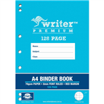 WRITER PREMIUM BINDER BOOK FEINT RULED 8MM 70GSM 128 PAGE A4 DRUMS