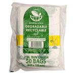 ENVIROCHOICE BIN LINER DEGRADEABLE LOW DENSITY 75 LITRE CLEAR PACK 50