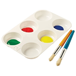 EDUCATIONAL COLOURS PAINT PALETTE RECTANGULAR PLASTIC 6WELL WHITE