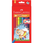 FABERCASTELL JUNIOR COLOURED PENCILS FULL LENGTH WITH SHARPENER ASSORTED PACK 10