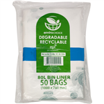 ENVIROCHOICE BIN LINER DEGRADEABLE LOW DENSITY 80 LITRE CLEAR PACK 50