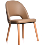 DURAFURN SEMIFREDDO CHAIR TROJAN OAK LEGS TAUPE VINYL SEAT