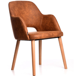 DURAFURN SORBET ARM CHAIR TROJAN OAK LEGS TAN FABRIC SEAT