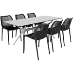 SIESTA AIR TABLE 180 AND AIR CHAIR 6 SEAT PACKAGE BLACK