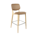 DURAFURN ATLANTA BARSTOOL LARGE BACKREST OAK FRAMETAUPE VINYL SEAT AND BACKREST