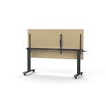 RAPIDLINE BOOST HEIGHT ADJUST FLIP TOP TABLE 1500 X 750 X 725MM NATURAL OAK TOP AND BLACK PC FRAME