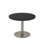 RAPIDLINE ESTILLO ROUND COFFEE TABLE 600 X 755MM BLACK TOP AND STAINLESS STEEL