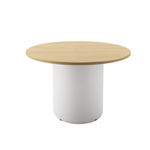 RAPIDLINE ROUND DRUM BASE TABLE 1200 X 730MM NATURAL OAK TOP AND WHITE PC FRAME