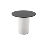 RAPIDLINE ROUND DRUM BASE TABLE 900 X 730MM BLACK TOP AND WHITE PC FRAME