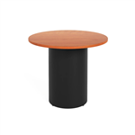 RAPIDLINE ROUND DRUM BASE TABLE 900 X 730MM CHERRY TOP AND BLACK PC FRAME