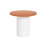 RAPIDLINE ROUND DRUM BASE TABLE 900 X 730MM CHERRY TOP AND WHITE PC FRAME