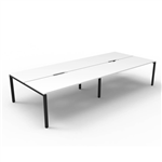 RAPID INFINITY DELUXE 4 PERSON PROFILE LEG DOUBLE SIDED WORKSTATION 1800 X 750 X 730MM NATURAL WHITE TOP  BLACK FRAME