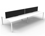 RAPID INFINITY DELUXE 4 PERSON PROFILE LEG DOUBLE SIDED WORKSTATION 1500 X 750 X 730MM BLACK SCREEN  NATURAL WHITE TOP  WHITE FRAME