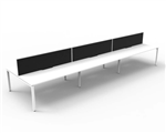 RAPID INFINITY DELUXE 6 PERSON PROFILE LEG DOUBLE SIDED WORKSTATION 1500 X 750 X 730MM BLACK SCREEN  NATURAL WHITE TOP  WHITE FRAME