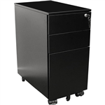 GO STEEL SLIMLINE MOBILE PEDESTAL 3DRAWER LOCKABLE 300 X 472 X 610MM BLACK