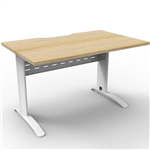 DELUXE RAPID SPAN STRAIGHT DESK WITH METAL MODESTY PANEL 1200 X 750 X 730MM WHITENATURAL OAK