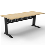 DELUXE RAPID SPAN STRAIGHT DESK WITH METAL MODESTY PANEL 1500 X 750 X 730MM BLACKNATURAL OAK