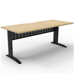 DELUXE RAPID SPAN STRAIGHT DESK WITH METAL MODESTY PANEL 1800 X 750 X 730MM BLACKNATURAL OAK