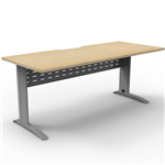 DELUXE RAPID SPAN STRAIGHT DESK WITH METAL MODESTY PANEL 1800 X 750 X 730MM SILVERNATURAL OAK