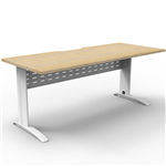 DELUXE RAPID SPAN STRAIGHT DESK WITH METAL MODESTY PANEL 1800 X 750 X 730MM WHITENATURAL OAK