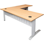 RAPID SPAN DESK AND RETURN WITH METAL MODESTY PANEL 1800 X 700MM  1100 X 600MM BEECHWHITE