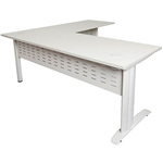 RAPID SPAN DESK AND RETURN WITH METAL MODESTY PANEL 1800 X 700MM  1100 X 600MM WHITEWHITE