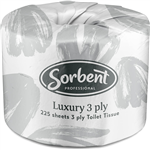 SORBENT PROFESSIONAL LUXURY TOILET TISSUE 3 PLY 225 SHEETS CARTON 48