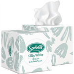SORBENT PROFESSIONAL SILKY WHITE FACIAL TISSUE 2 PLY 90 SHEETS CUBE CARTON 24