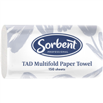 SORBENT PROFESSIONAL TAD MULTIFOLD PAPER TOWEL 1 PLY 150 SHEETS CARTON 20