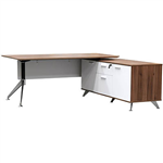 POTENZA DESK WITH RETURN 1950 X 1850 X 750MM VIRGINIA WALNUT MELAMINE